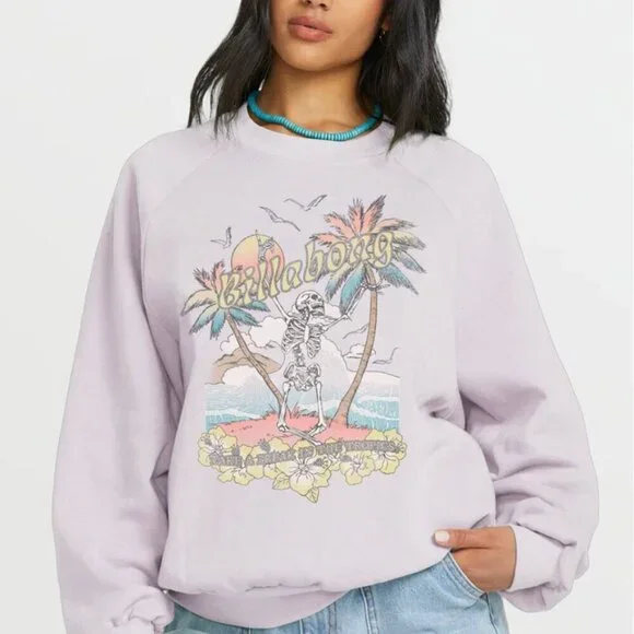 Billabong The Waves Crew Sweatshirt In Ameythst Smoke, NWOT - Picture 3 of 12